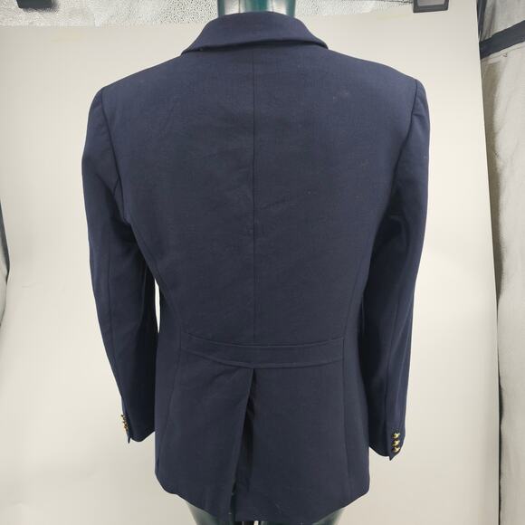 Talbots Navy Blue Gold Tone Embroidery Wool Blazer Jacket Preppy Women's 4 3611 - Picture 2 of 8